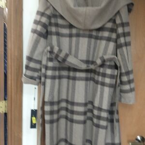 Donna Karan Brown And Beige Plaid Coat